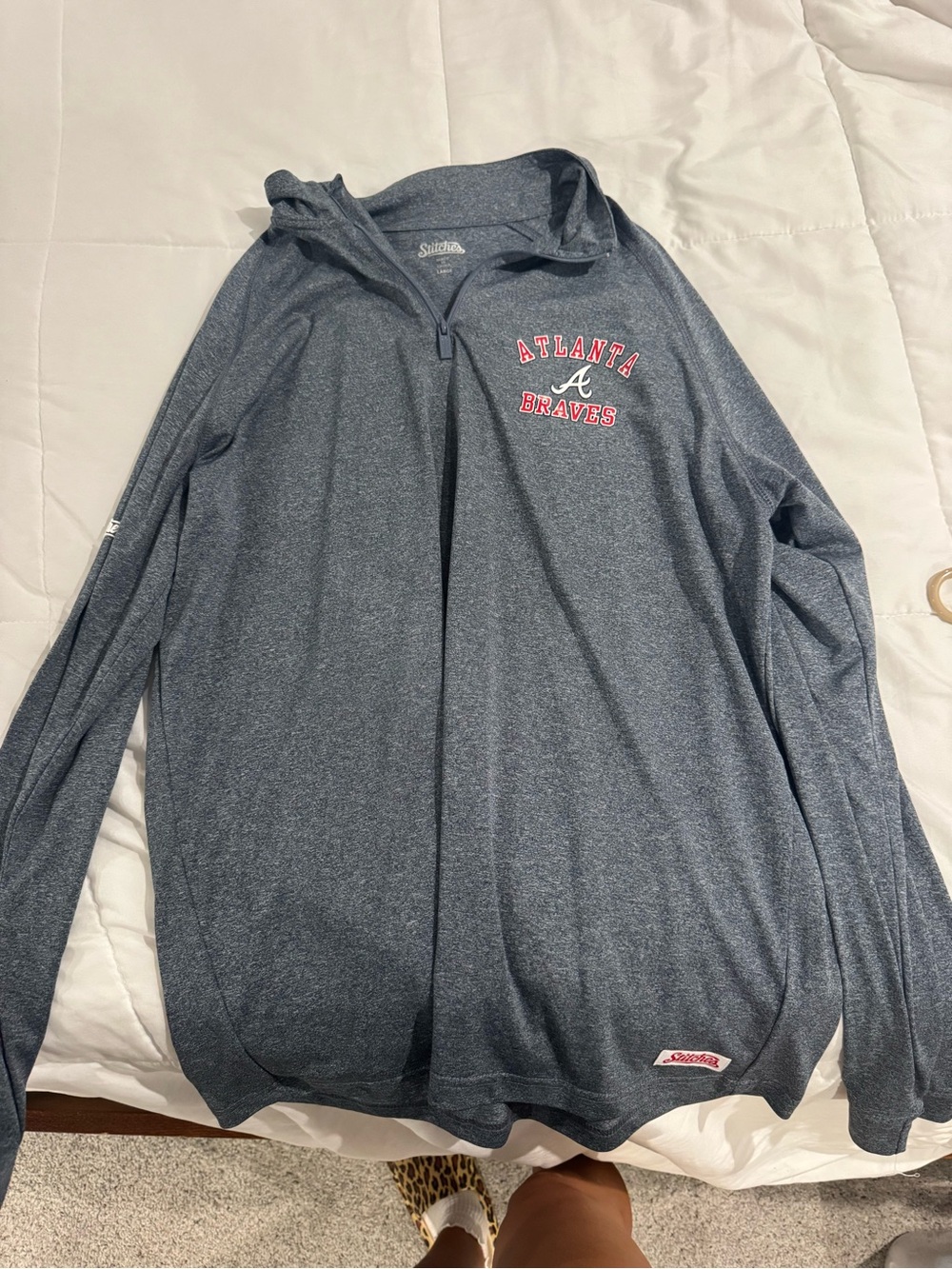 Stitches Heather Navy Zip-Up Pullover